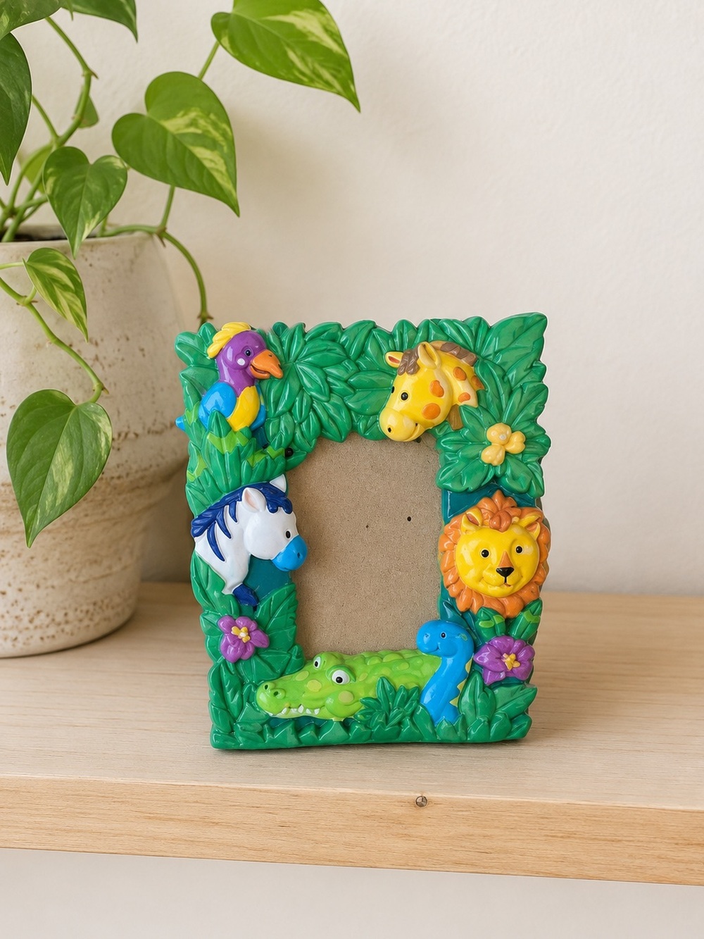 3D Safari Animal Resin Frame Jungle Nursery Decor Lion Zebra Giraffe Colorful